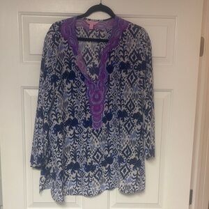 Lilly Pulitzer Blue and Purple Patterned Tunic